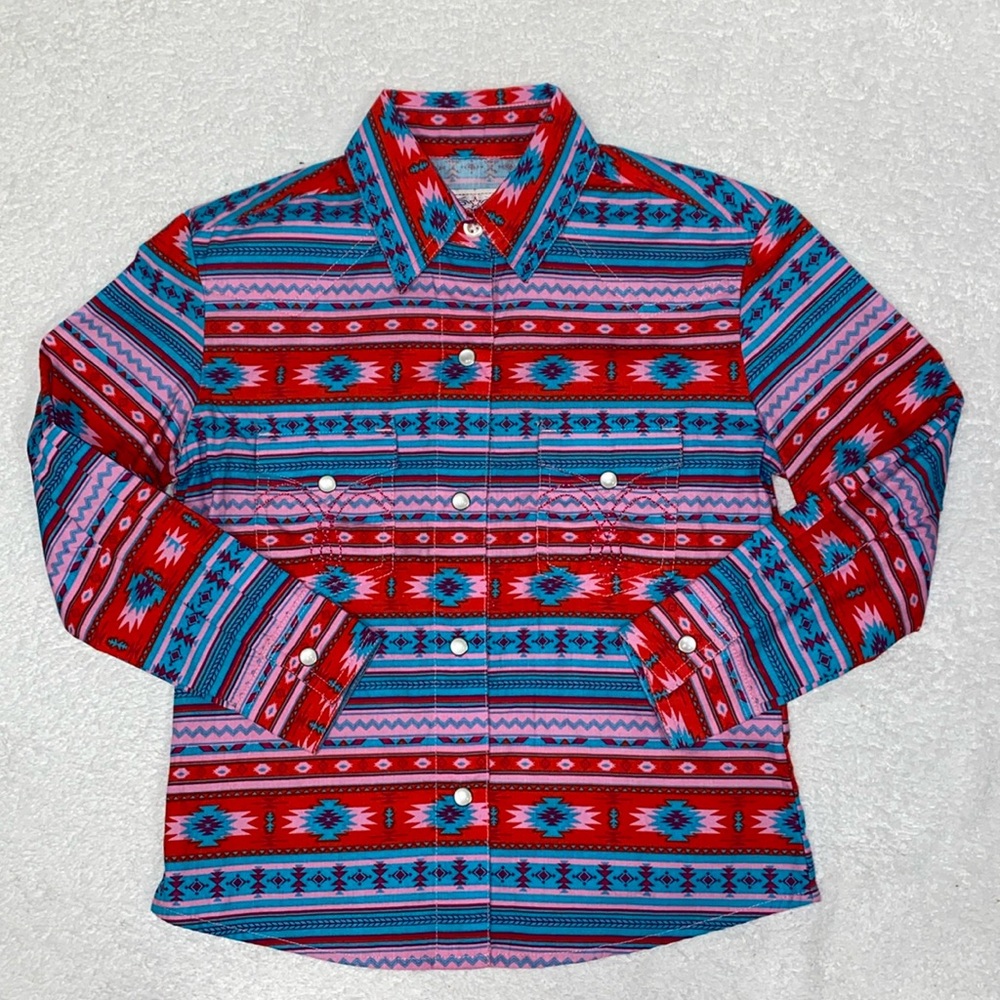 NWOT panhandle western style snap down Aztec print shirt xs